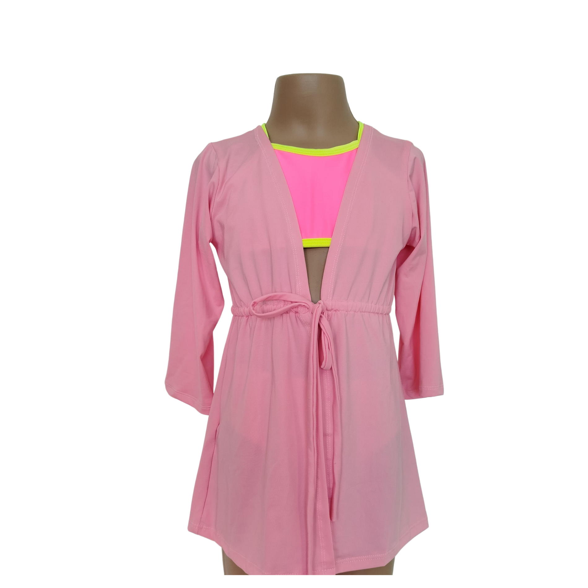 Saída de Praia Kimono com Proteção UV - Rosa claro