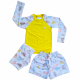 Kit Conjunto UV manga longa com sunga + short tactel, estampa porco espinho